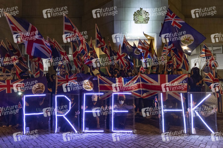 Demonstration vor dem britischen Konsulat in Hongkong