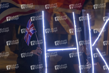 Demonstration vor dem britischen Konsulat in Hongkong
