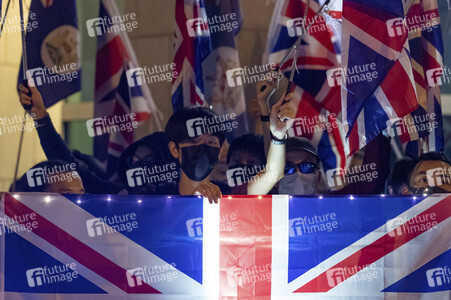 Demonstration vor dem britischen Konsulat in Hongkong