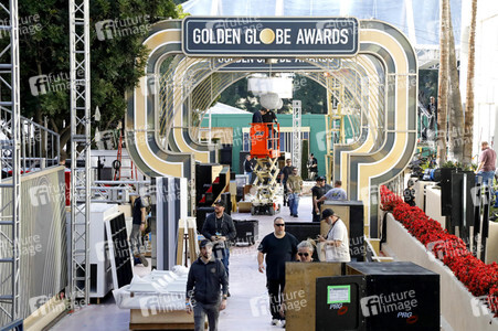 Aufbau für Golden Globe Awards 2020 in Beverly Hills