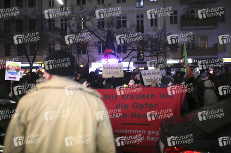 Demonstration in Gedenken an die Opfer vom rechtsextremen Anschlag von Hanau in Berlin