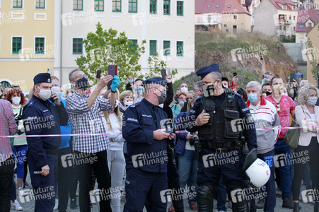 Demonstration gegen Schließung der deutsch-polnischen Grenze in Görlitz