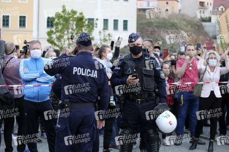 Demonstration gegen Schließung der deutsch-polnischen Grenze in Görlitz