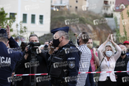 Demonstration gegen Schließung der deutsch-polnischen Grenze in Görlitz