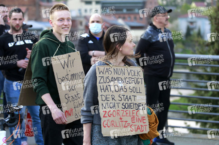 Demonstration gegen Schließung der deutsch-polnischen Grenze in Görlitz