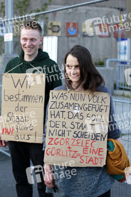 Demonstration gegen Schließung der deutsch-polnischen Grenze in Görlitz