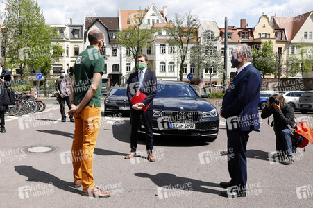Pressegespräch mit den Ministerpräsidenten Kretschmer und Haseloff in Halle