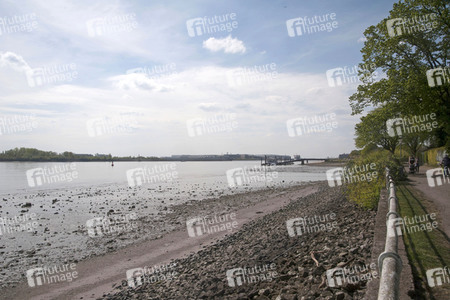 Niedrigwasser der Elbe in Hamburg