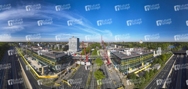 Errichtung der Verbindungsbrücke am Continentalgebäude in Hannover