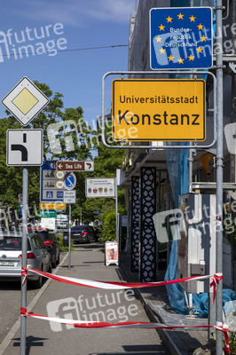 Landesgrenze Deutschland - Schweiz während der Coronakrise in Konstanz
