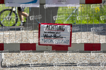 Landesgrenze Deutschland - Schweiz während der Coronakrise in Konstanz