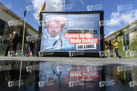 Kundgebung von Die Linke gegen den Pflegenotstand in Berlin