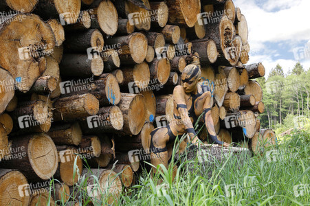 NATURE ART: Holzstapel / Wood Pile Bodypainting
