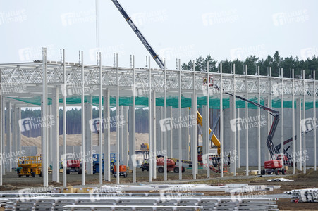 Baustelle der Tesla Gigafactory 4 in Grünheide