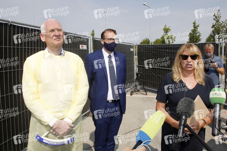 Vorstellung eines Corona-Testcenters für Reiserückkehrer an Autobahn A4 bei Görlitz