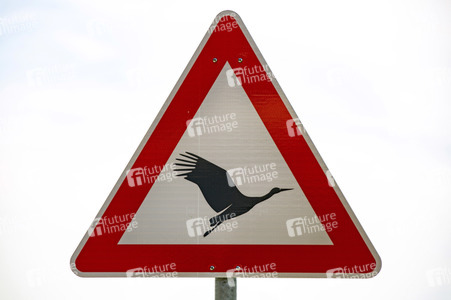 Verkehehrszeichen 'Vorsicht Storch' in Überlingen