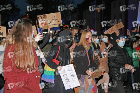 Demonstration gegen das neue Abtreibungsgesetz in Polen in Zgorzelec