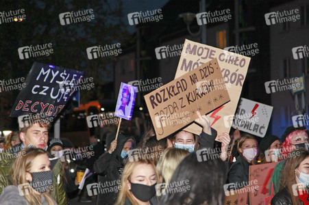 Demonstration gegen das neue Abtreibungsgesetz in Polen in Zgorzelec