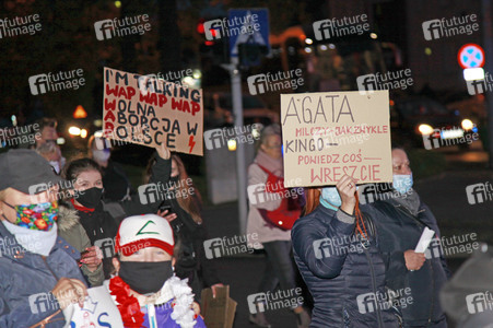 Demonstration gegen das neue Abtreibungsgesetz in Polen in Zgorzelec