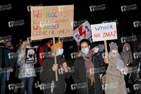 Demonstration gegen das neue Abtreibungsgesetz in Polen in Zgorzelec
