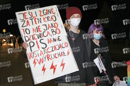 Demonstration gegen das neue Abtreibungsgesetz in Polen in Zgorzelec