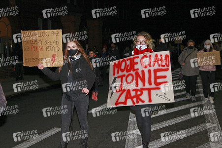 Demonstration gegen das neue Abtreibungsgesetz in Polen in Zgorzelec