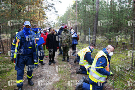 Pressetermin zum Bau eines Zauns zur Eindämmung der Afrikanischen Schweinepest in Krauschwitz