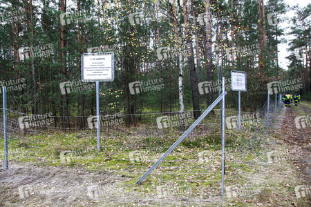 Pressetermin zum Bau eines Zauns zur Eindämmung der Afrikanischen Schweinepest in Krauschwitz