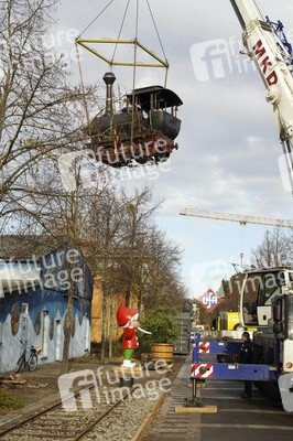 Eintreffen der Lokomotive Emma im Filmpark Babelsberg in Potsdam