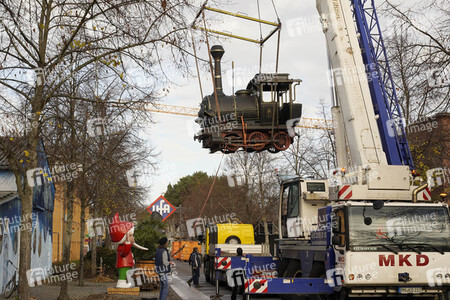 Eintreffen der Lokomotive Emma im Filmpark Babelsberg in Potsdam