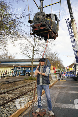 Eintreffen der Lokomotive Emma im Filmpark Babelsberg in Potsdam