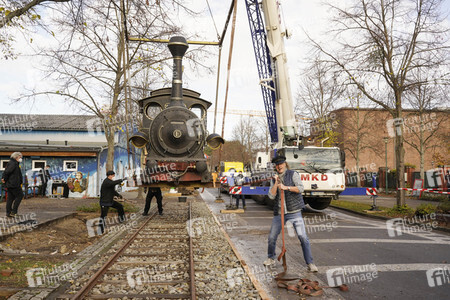 Eintreffen der Lokomotive Emma im Filmpark Babelsberg in Potsdam