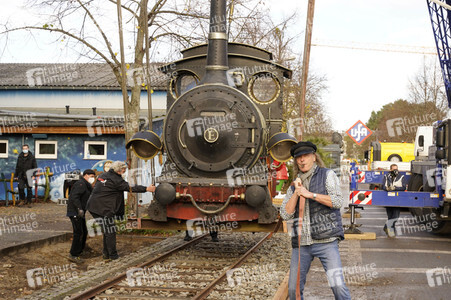 Eintreffen der Lokomotive Emma im Filmpark Babelsberg in Potsdam