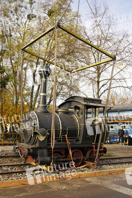 Eintreffen der Lokomotive Emma im Filmpark Babelsberg in Potsdam