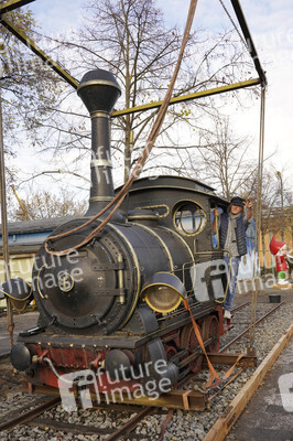 Eintreffen der Lokomotive Emma im Filmpark Babelsberg in Potsdam