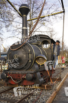 Eintreffen der Lokomotive Emma im Filmpark Babelsberg in Potsdam