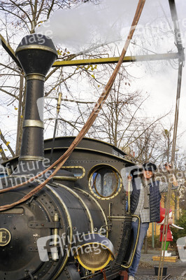 Eintreffen der Lokomotive Emma im Filmpark Babelsberg in Potsdam