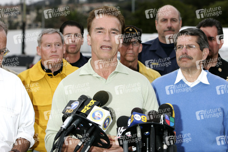 Pressetermin mit Arnold Schwarzenegger zur den Bränden in Malibu