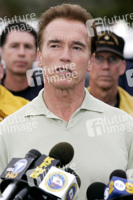 Pressetermin mit Arnold Schwarzenegger zur den Bränden in Malibu