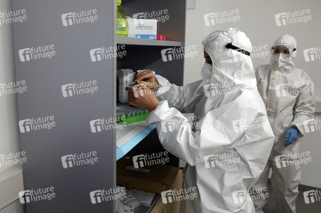 Corona-Schnelltest-Station in Halle (Saale)