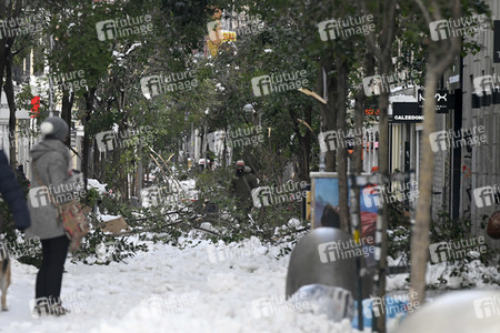 Nach dem Sturmtief Filomena in der Region Madrid