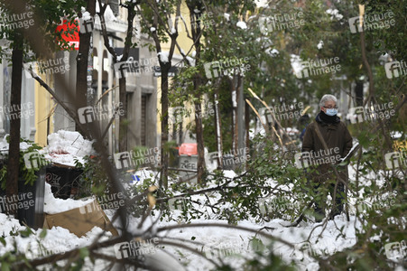 Nach dem Sturmtief Filomena in der Region Madrid