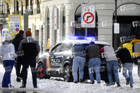 Nach dem Sturmtief Filomena in der Region Madrid