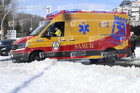 Nach dem Sturmtief Filomena in der Region Madrid