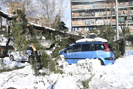 Nach dem Sturmtief Filomena in der Region Madrid