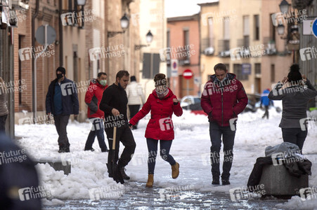 Nach dem Sturmtief Filomena in der Region Madrid