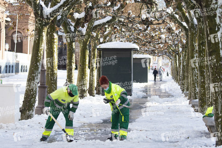 Nach dem Sturmtief Filomena in der Region Madrid