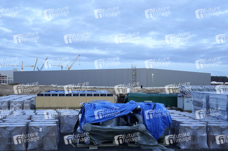 Baustelle der Tesla Gigafactory 4 in Grünheide