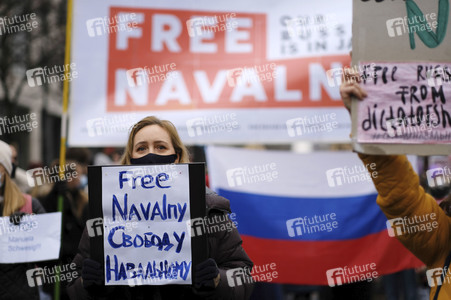 Demonstration für die Freilassung Alexej Nawalnys in Berlin