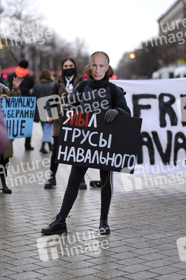 Demonstration für die Freilassung Alexej Nawalnys in Berlin
